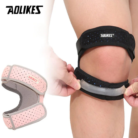 AOLIKES 1Pcs Adjustable Patella Knee Strap with Double Compression Pads Knee Support for Running Basketball Football Cycling