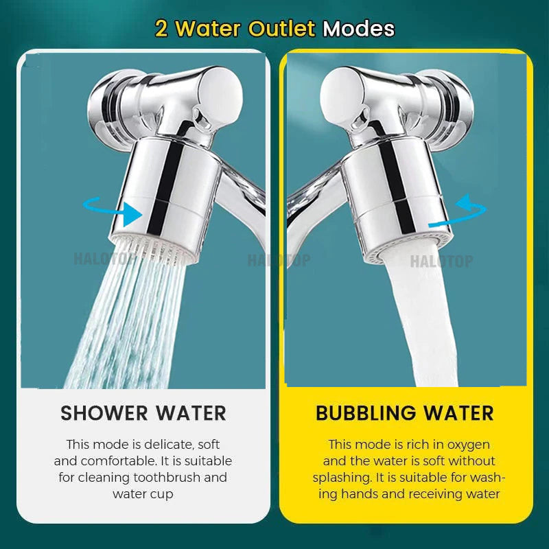 New 2 Mode 1080° Rotation Aerator Splash Kitchen Tap Extend Water Nozzle 22/24Mm Adaptor Faucet Bubbler Robotic Arm Sprayer Head