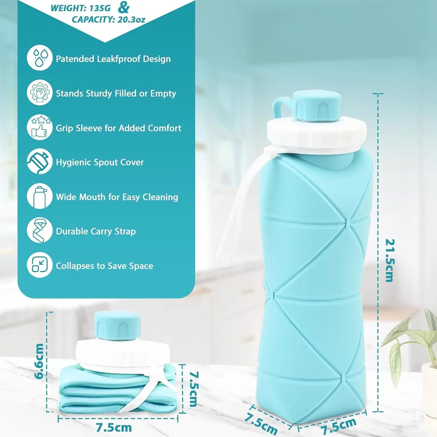 Silicone Collapsible Sports Water Bottles Outdoor Camping Folding Water Cup Large Capacity Travel Foldable Leakproof.Kettle