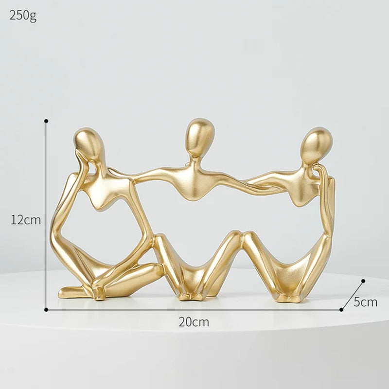 Nordic Home Decor Art Desktop Gold Sculpture Crafts Office Desk Accessories Thinker Figure Statue Luxury Living Room Decoration