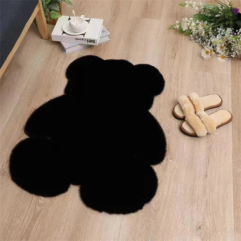 Children'S Room Floor Mat Sofa Living Room Carpet Bay Window Imitation Rabbit Fur Bear Rugs for Bedroom Kawaii Rug Faux Fur