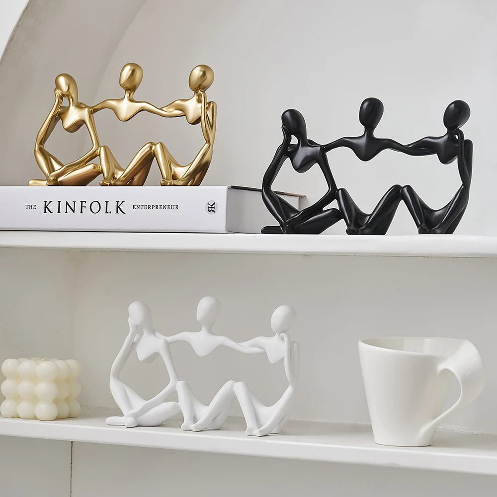 Nordic Home Decor Art Desktop Gold Sculpture Crafts Office Desk Accessories Thinker Figure Statue Luxury Living Room Decoration