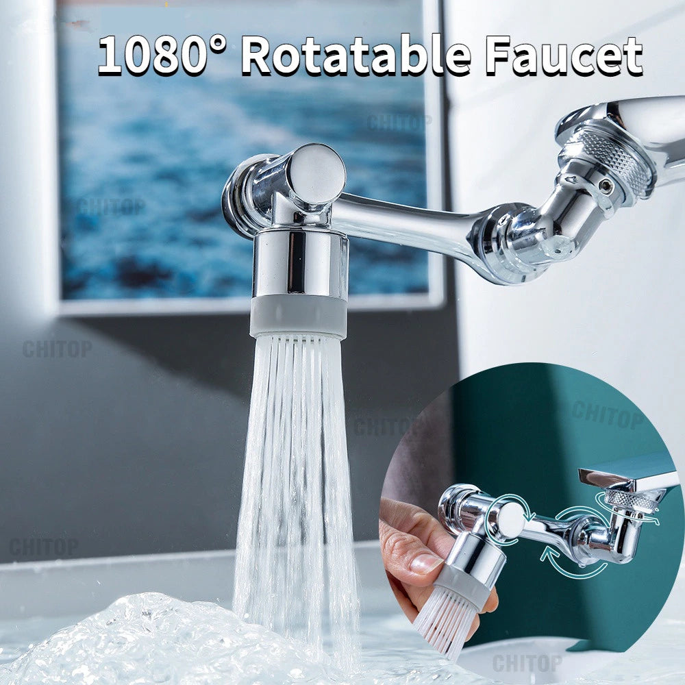 New 2 Mode 1080° Rotation Aerator Splash Kitchen Tap Extend Water Nozzle 22/24Mm Adaptor Faucet Bubbler Robotic Arm Sprayer Head