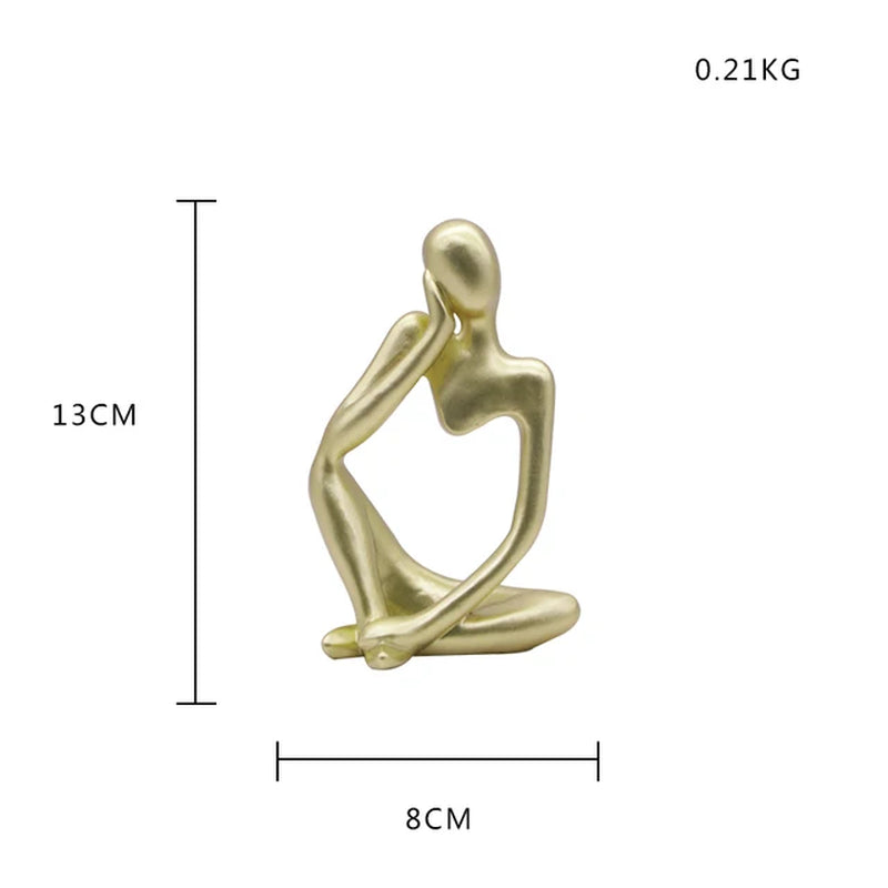 Nordic Home Decor Art Desktop Gold Sculpture Crafts Office Desk Accessories Thinker Figure Statue Luxury Living Room Decoration